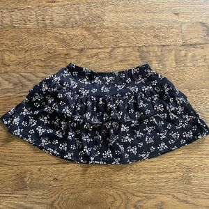 Dori Creations ruffled, layered skirt black flowers print NWT size 4